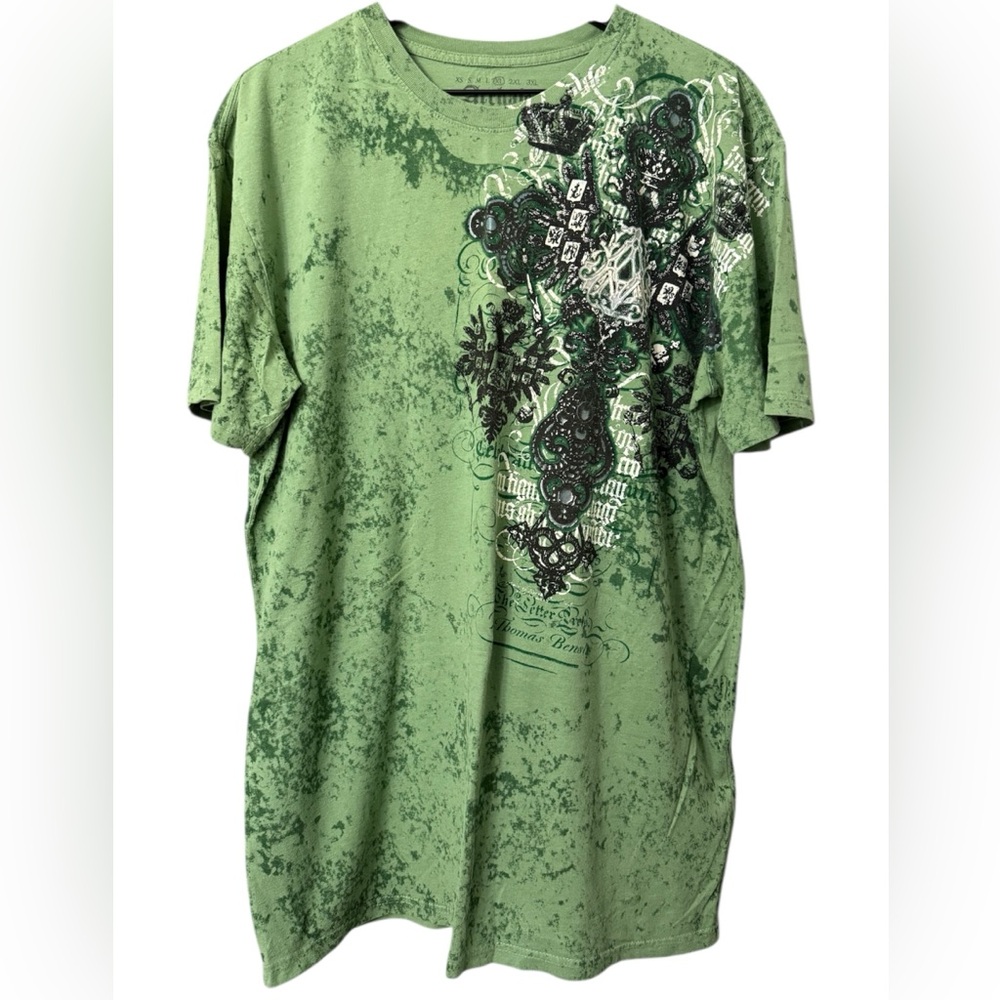 Archaic by Affliction Green Graphic Short Sleeve Tee